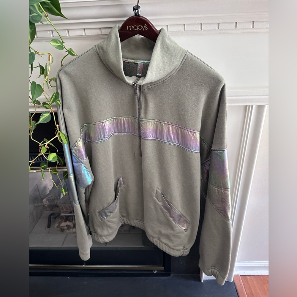 Freepeople sage stone Iridescent 1/2 zip Jacket - Picture 2 of 6